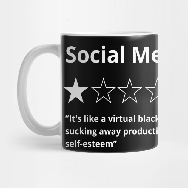 Social media ,One Star:  It's like a virtual black hole sucking away productivity and self-esteem Funny Social media Rating by sleepypanda